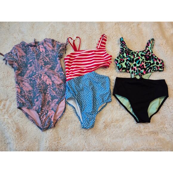 Girls 10/12 large Swim suit lot of 3 Art Class, Cat & Jack One piece Swimsuits - Picture 1 of 12